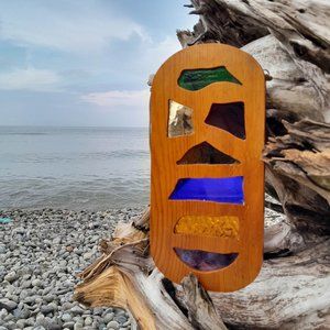 Wood Frame Stained Glass - Wall Hanging, Handmade